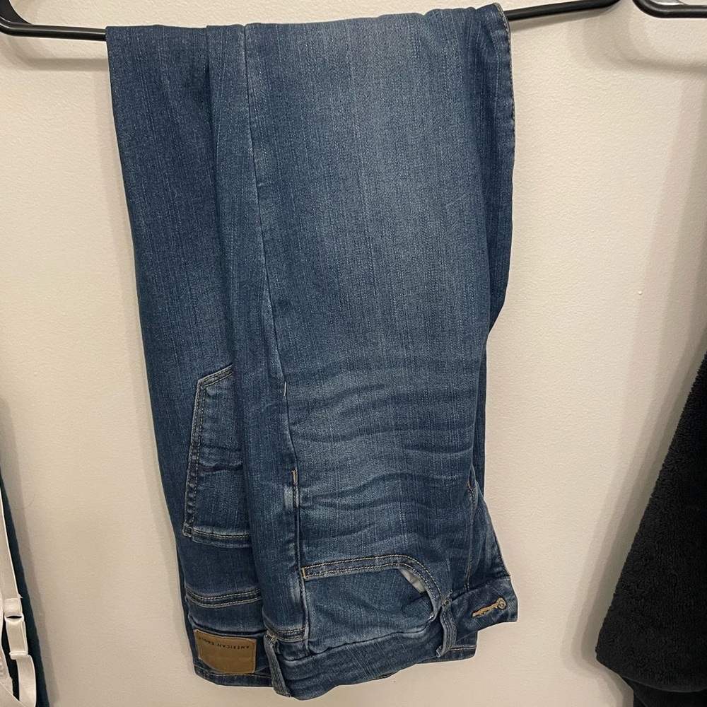 American Eagle 8 Long Curvy High Rise Jeggings Skinny Jeans Stretch dark Wash